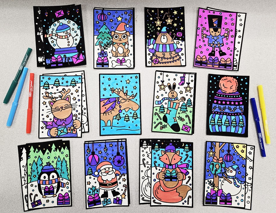 Seasonal Velvet Art Mini Posters – Coloring Craft for Christmas & Winter