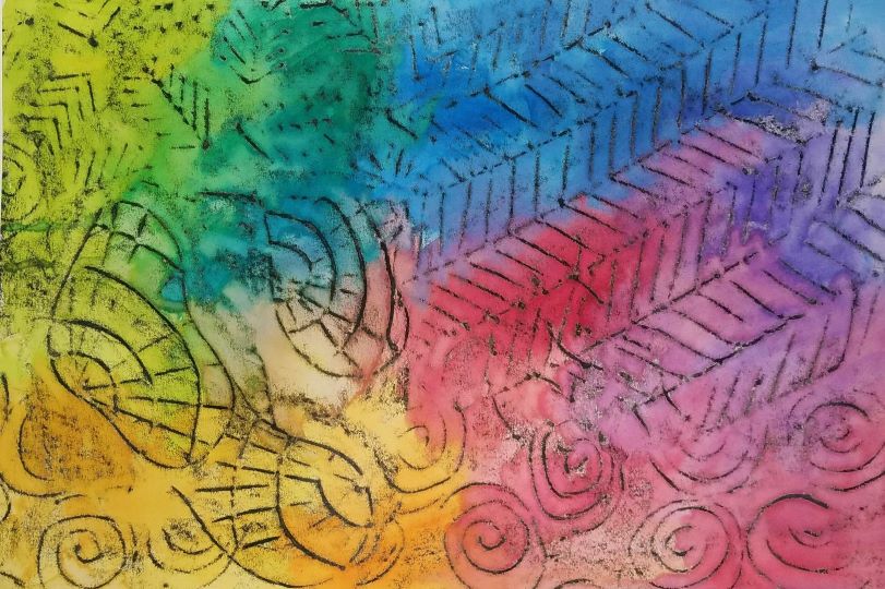 DIY Watercolor Black Crayon Resist Art Activity Finished