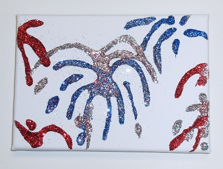 DIY Glitter Fireworks Canvas Art Project