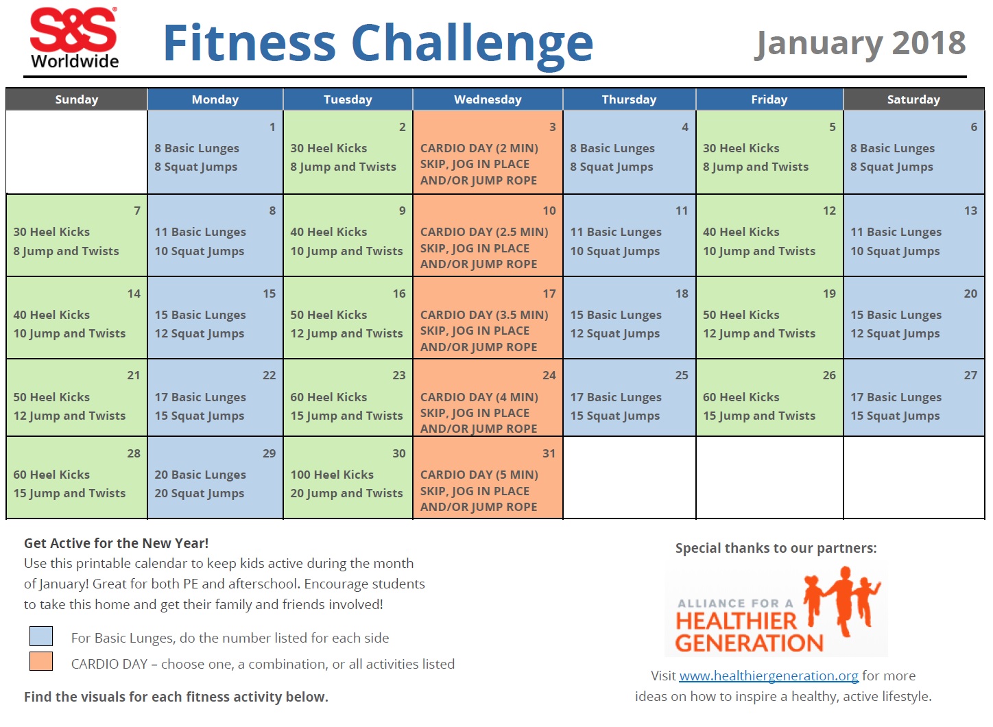 Printable Fitness Challenge Calendar for Kids – Keeping Students Active