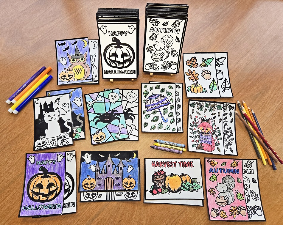 Halloween & Fall Themed Velvet Art Mini Posters Coloring Craft Project