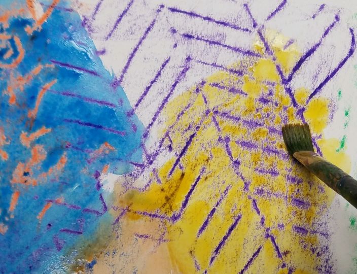 Watercolor Complementary Color Crayon Resist Activity 