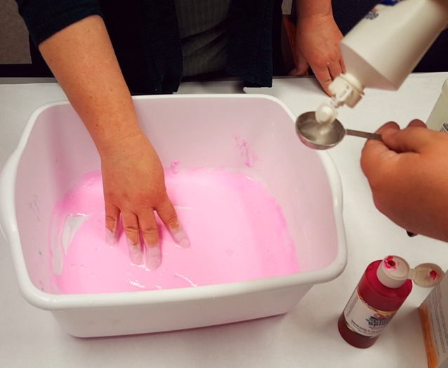 adding contact solution to slime