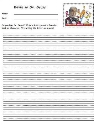 cat in hat pencil and letter to dr suess