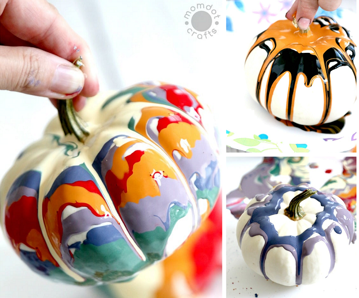 drip paint pumpkins