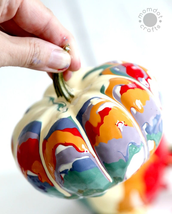 drip painting pumpkin