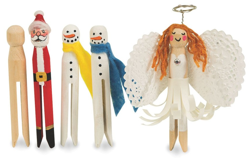 DIY Winter Holiday Themed Doll Pin Crafts