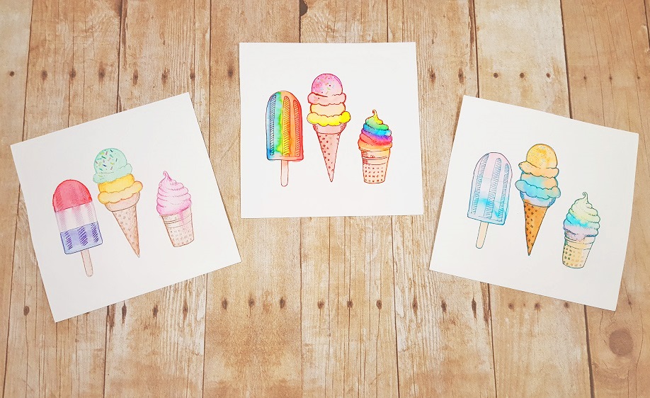 ice cream craft watercolor