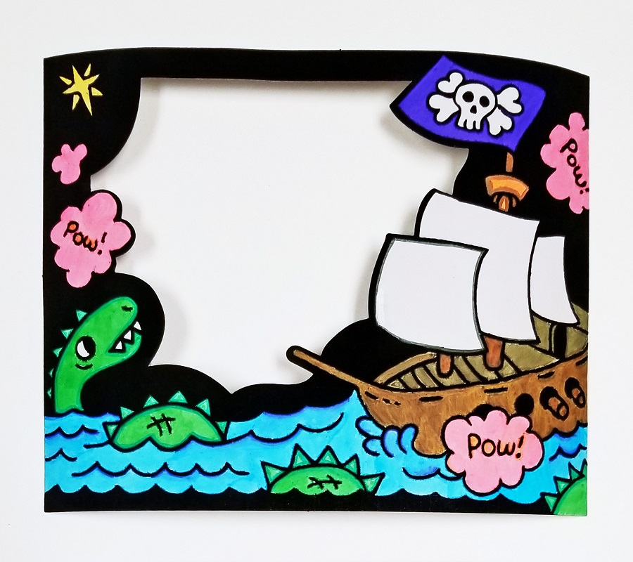 Pirate Themed Coloring Craft – Velvet Art Frame