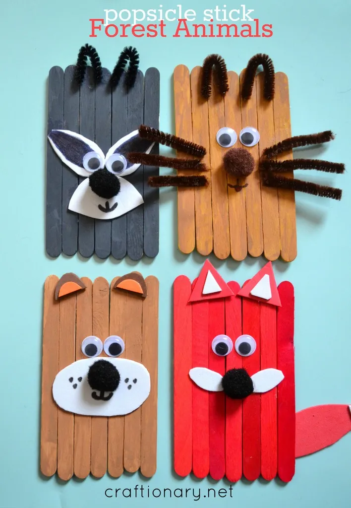 popsicle stick forest animals