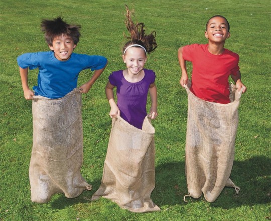A Religious Spin on the Potato Sack Race