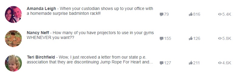 Pe Central facebook group post
