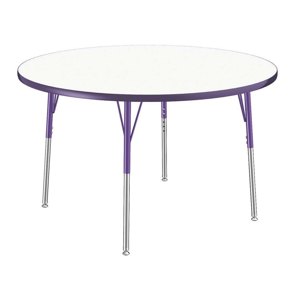 Factory Direct Partners 48” Round Dry Erase Activity Table with Adjustable Standard Swivel Glide Legs, Whiteboard/Black