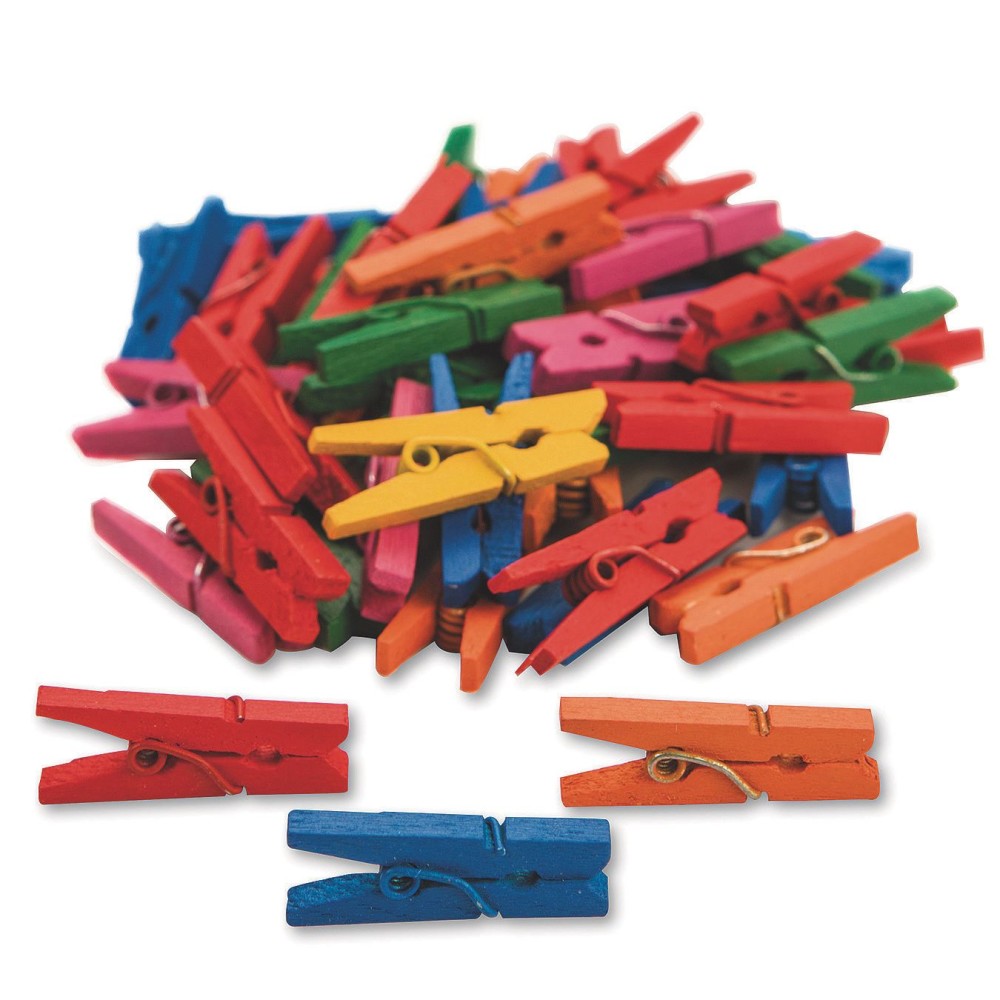 Tiny Spring Clothespins, Colored (Pack of 50)